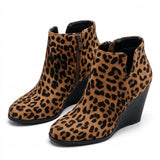 Paire de bottines compensées Héloïse marron léopard