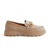 Margaux mocassin femme à chaîne dorée beige, vue de profil