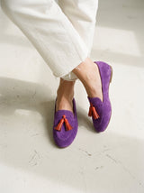 Mocassin femme en daim synthétique Solène porté vue de dessus