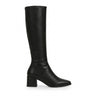 Ophélie botte haute femme lisse bout carré noir, vue de profil