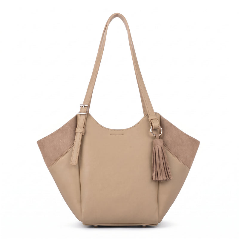 Hortense - Sac Hobo Femme Bi Matière à Pompon
