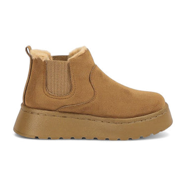 Clea - Bottes Basses Fourrées en Daim Serrage Élastique