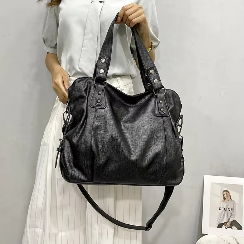 Sac en cuir souple noir hotsell