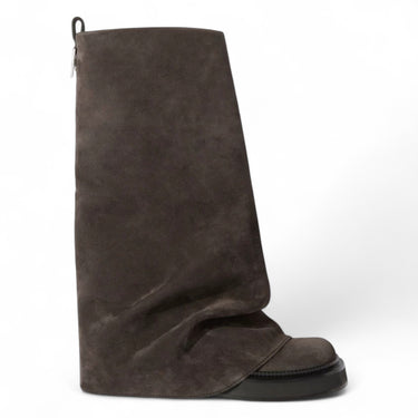 Avyra - Wysoka damskie botki Slouch zamszowe