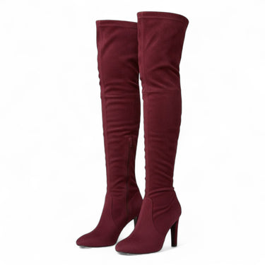 Anya - Wysoka kozaki zamszowe na obcasie