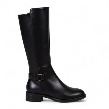 Athea - Bottes Cavalières Femme Noires Élégante avec Boucle Métallique