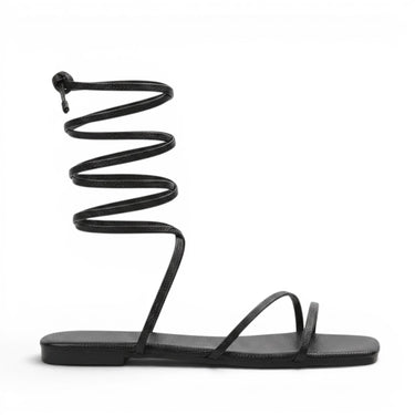 Yula - Sandale Plate Femme Lacets Montants