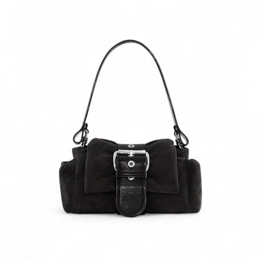 "HAZEL - Pequeño bolso de mano de cuero con hebilla de ante"