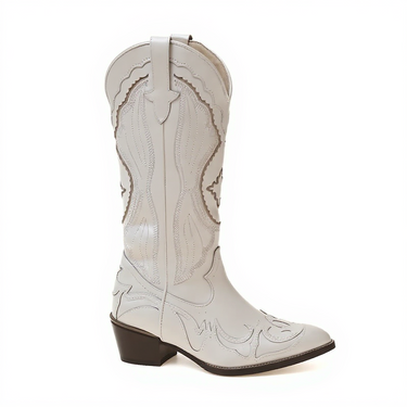 Lyra - Vintage hög cowboy boots vit med klack